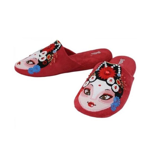 Chinese Opera Woman Slippers By Betta, Red Yang Paifeng