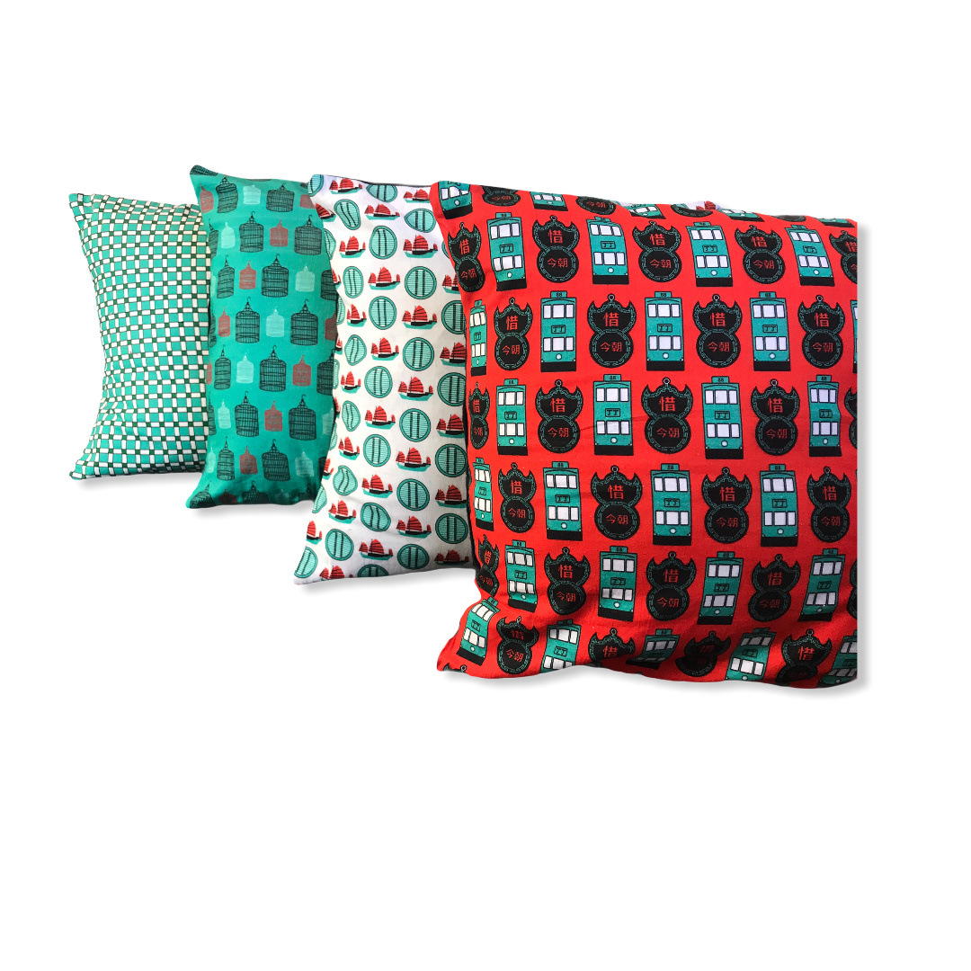 North Point Trams Cushion Cover by Liz Fry Design