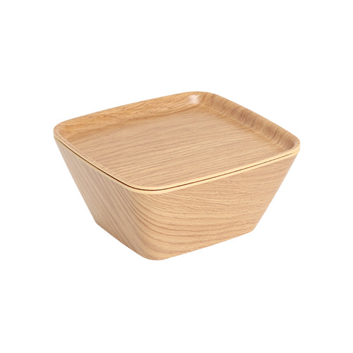 Zicco Square Bowl & Cover, Light Wood
