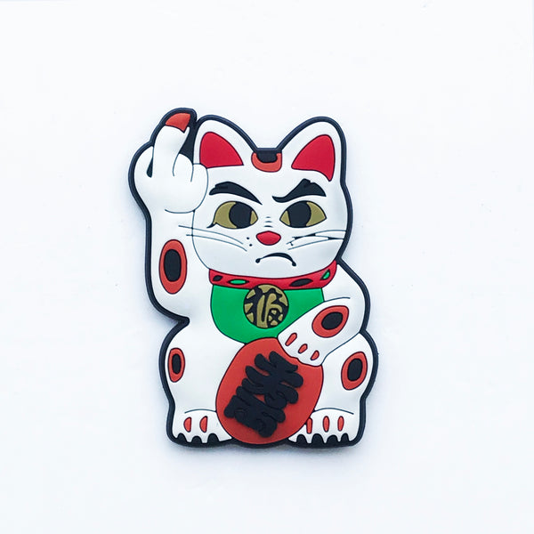 Angry Cat Magnet, White