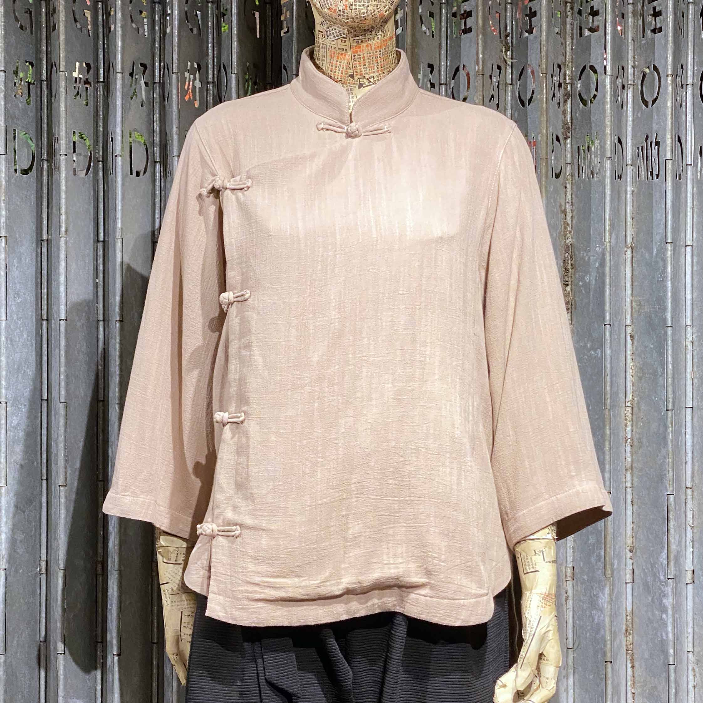 Cotton High Low Cheongsam, Camel