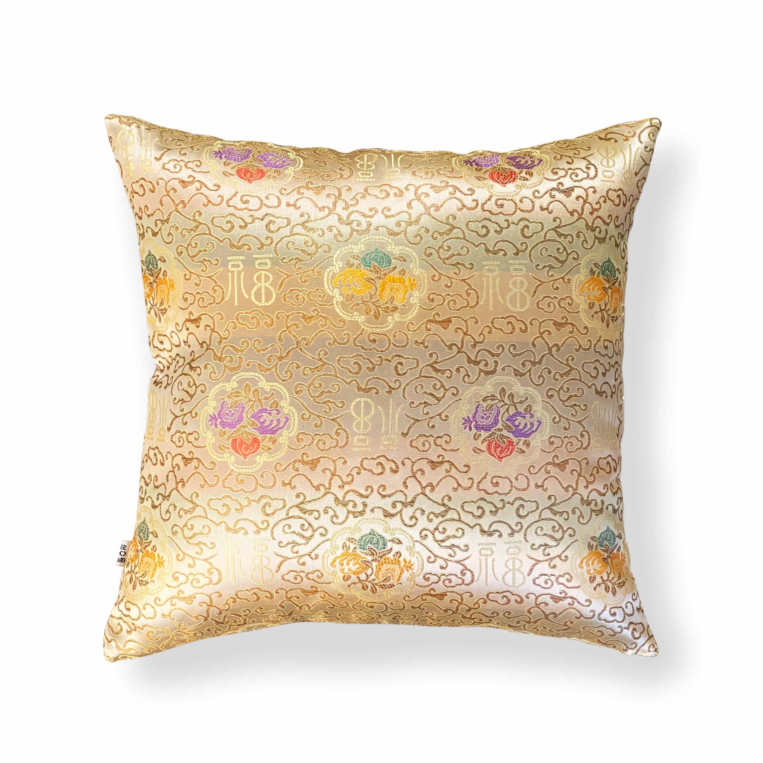 Embroidery Print Double-Sided Cushion Cover, 45 x 45 cm, Gold
