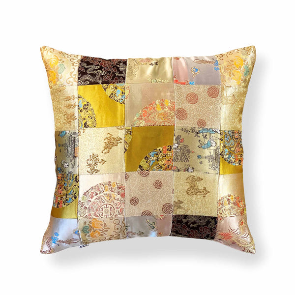 Embroidery Print Double-Sided Cushion Cover, 45 x 45 cm, Gold