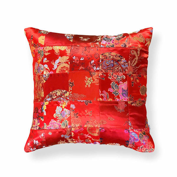 Embroidery Print Double-Sided Cushion Cover, 45 x 45 cm, Red