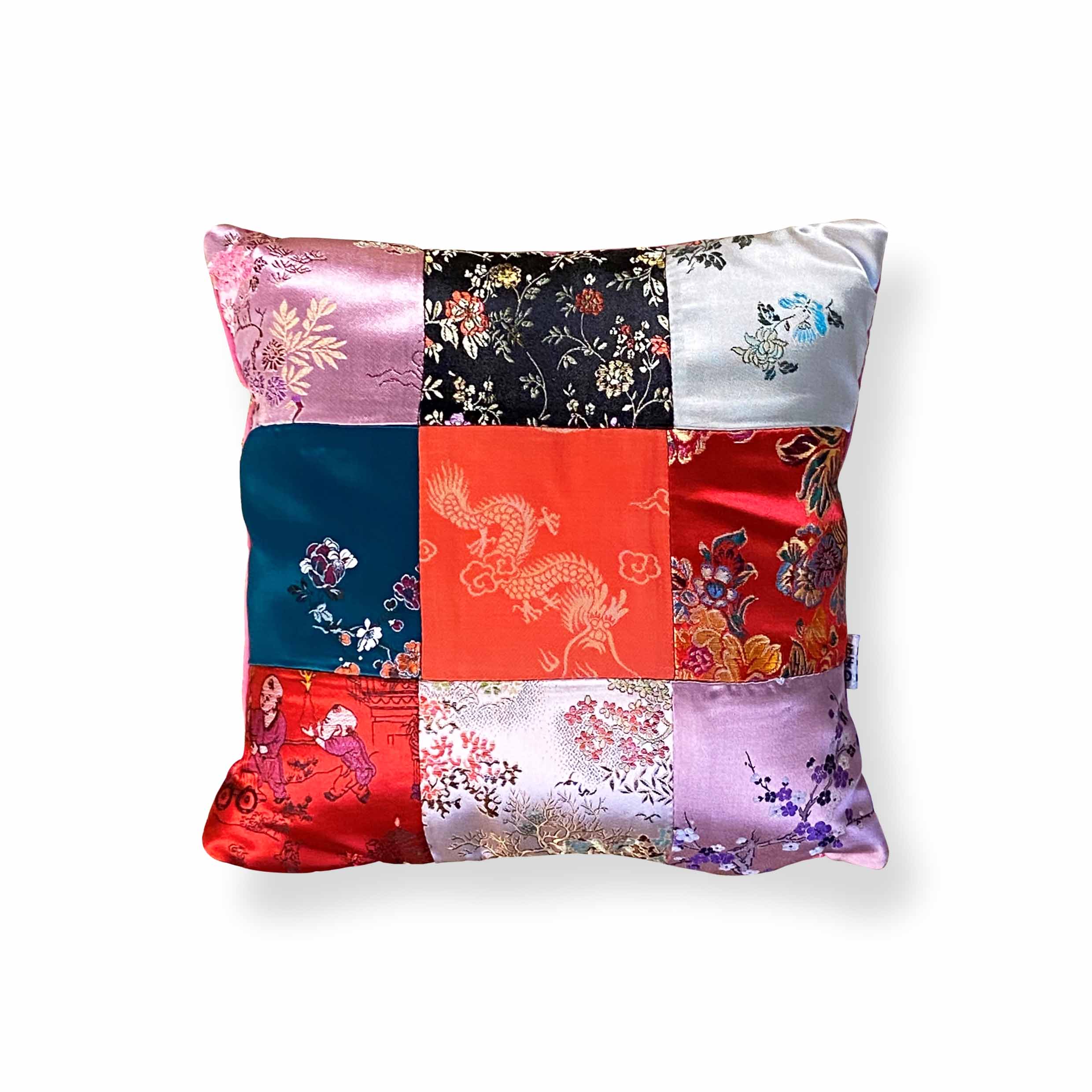 Patchwork Embroidery Print Cushion, 30 x 30 cm