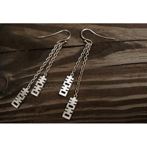 Double Happiness Double Chain Drop Earring (1pc) by Silversmith