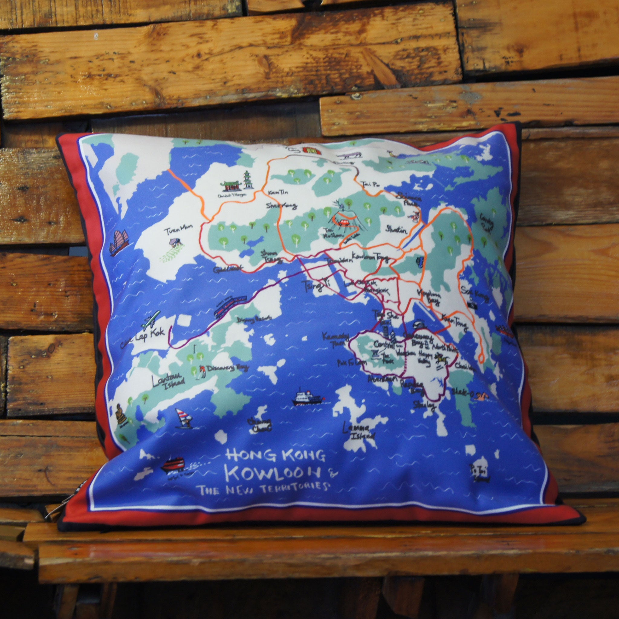 'HK Map' Cushion Cover (45x45cm)