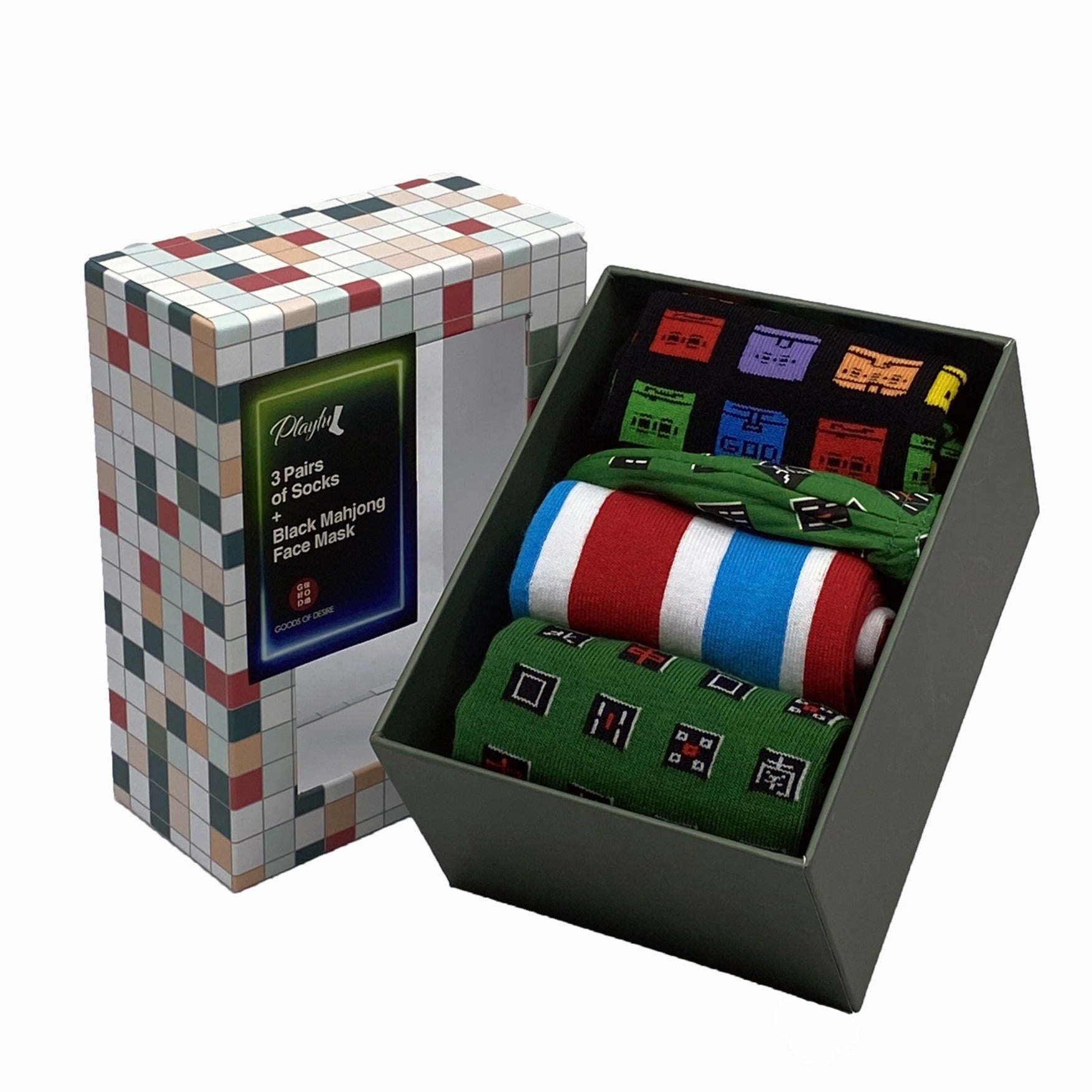 Playful Socks x GOD Socks & Mask Gift Set - Mahjong