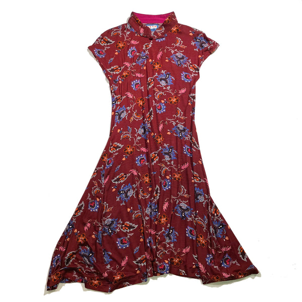 'Red/Floral' Printed Qipao Dress