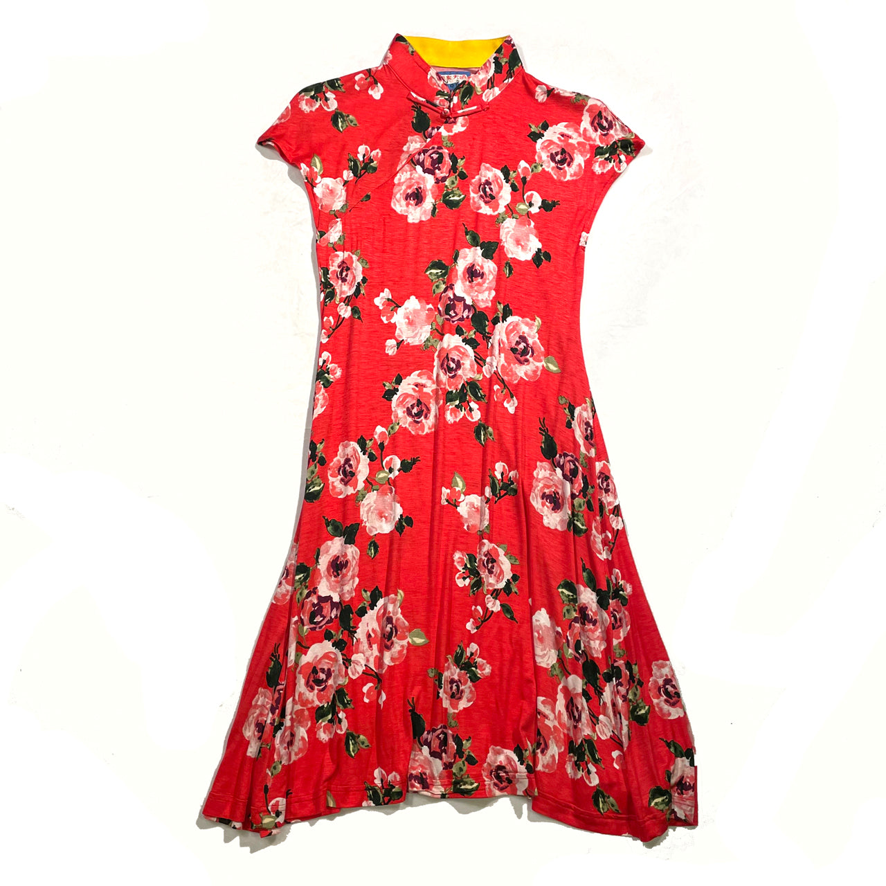 Printed Qipao Dress, Coral Pink/Rose