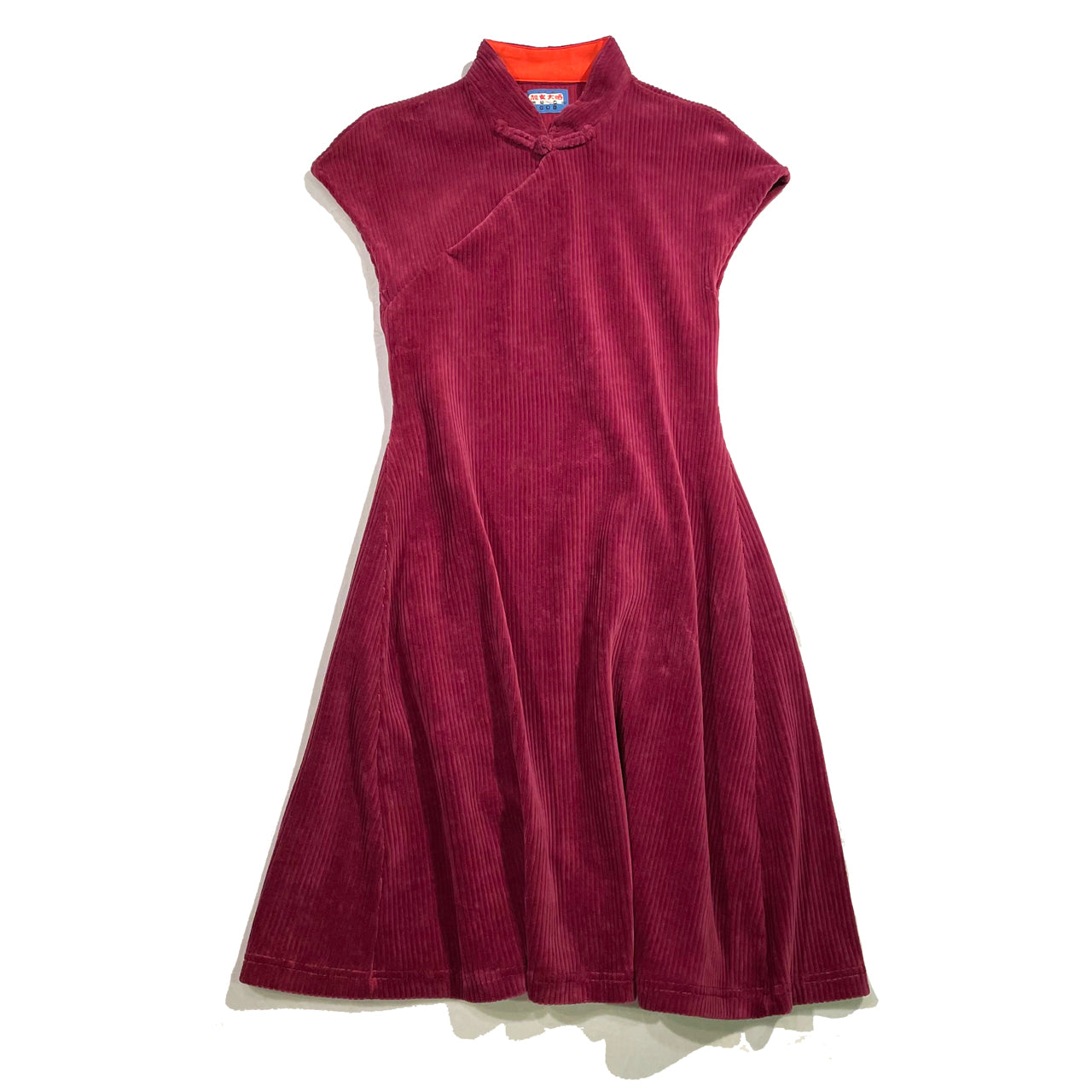 Corduroy Qipao Dress, Burgundy
