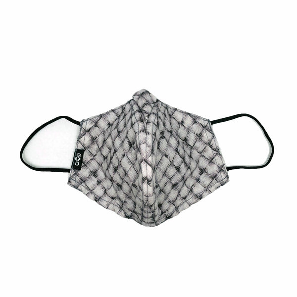 Rattan Weave Why-Y Fabric Mask, White/Black