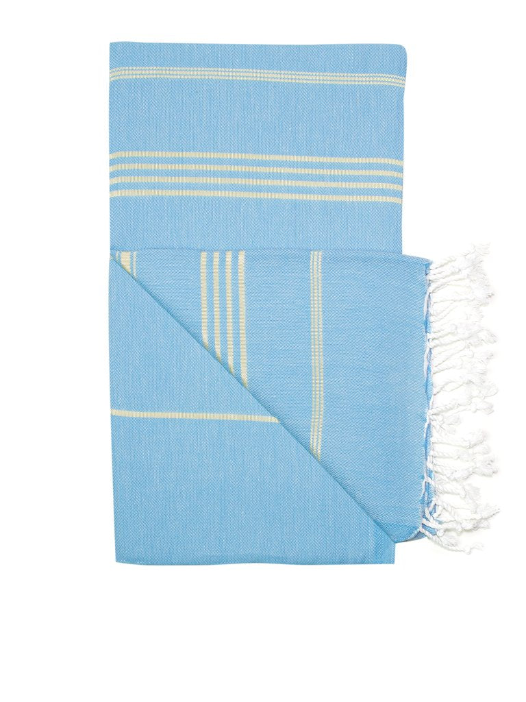 Classic Turkish Towel, Golden Turquoise Blue