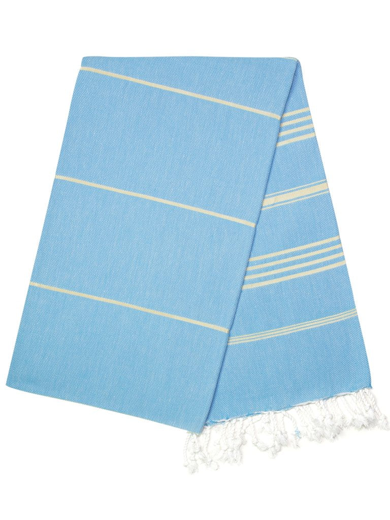Classic Turkish Towel, Golden Turquoise Blue