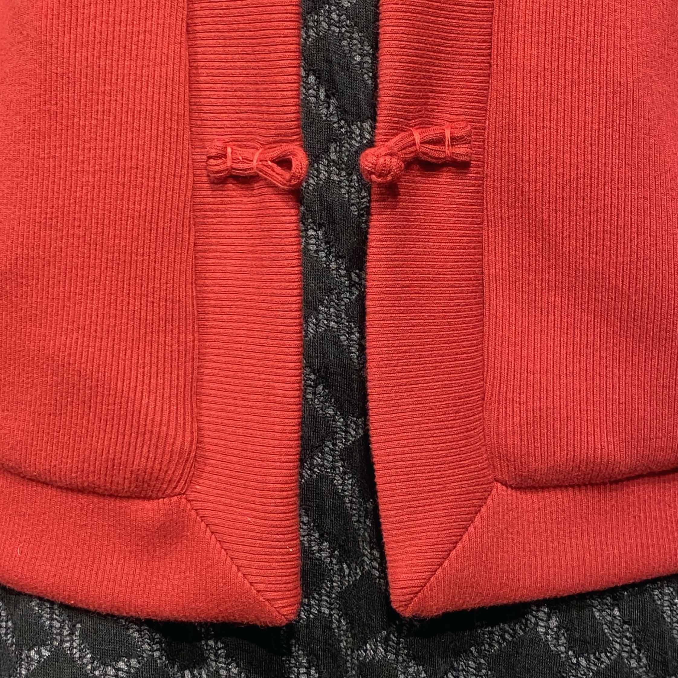 Ribbed Knot Button Kimono, Red
