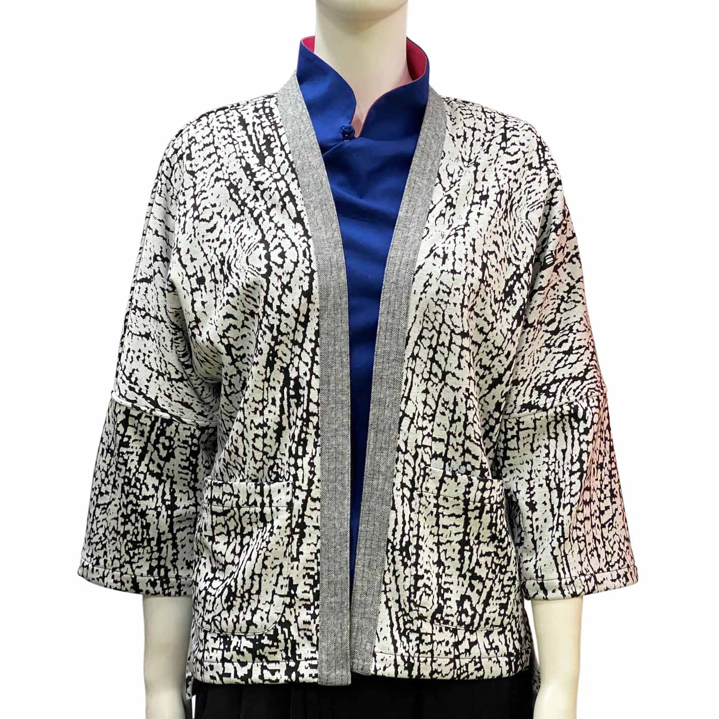 Black White Zigzag Kimono Jacket