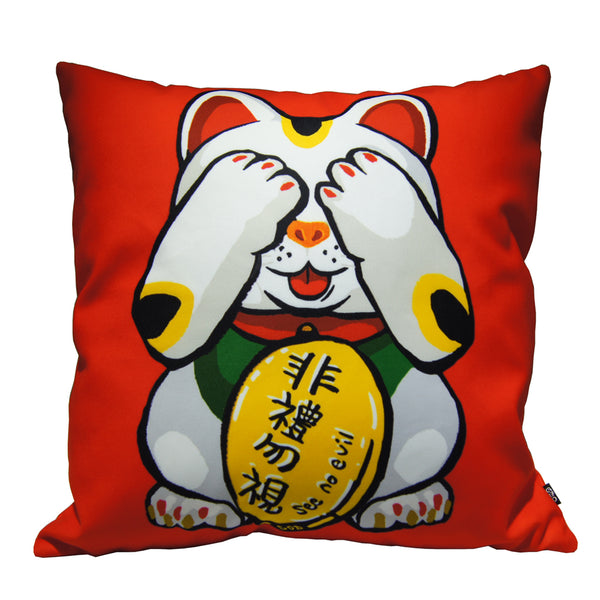 'Lucky Cat - I See No Evil' cushion cover, Homeware, Goods of Desire, Goods of Desire