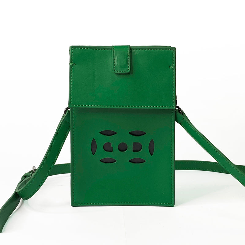 Mini Leather Letterbox Crossbody, Green