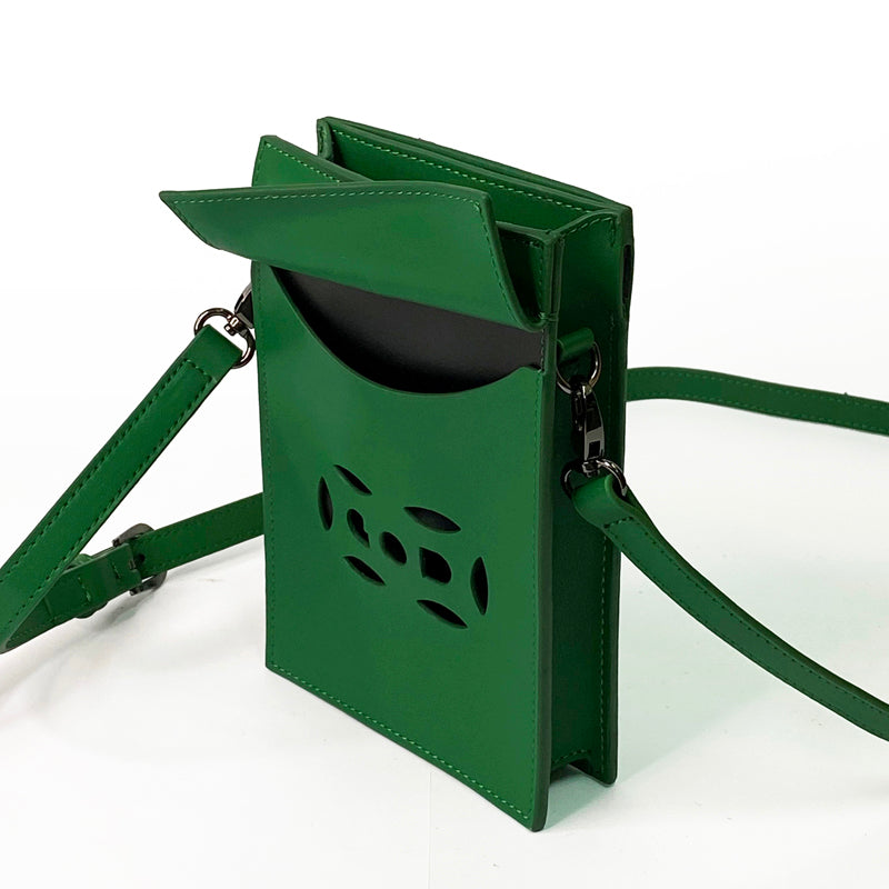 Mini Leather Letterbox Crossbody, Green