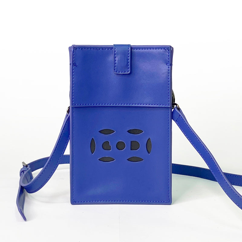 Mini Leather Letterbox Crossbody,  Blue
