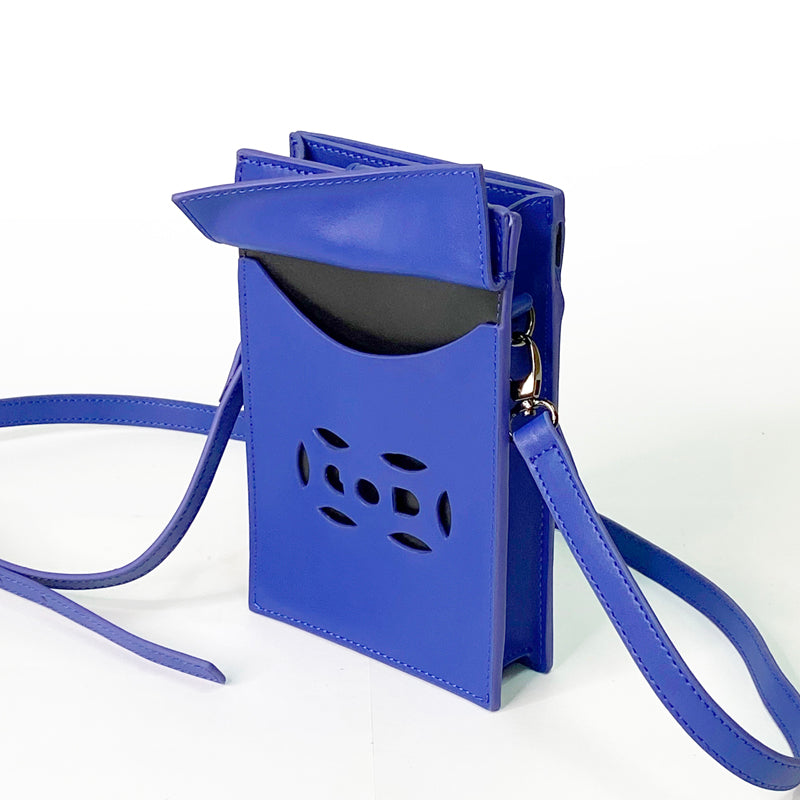 Mini Leather Letterbox Crossbody,  Blue