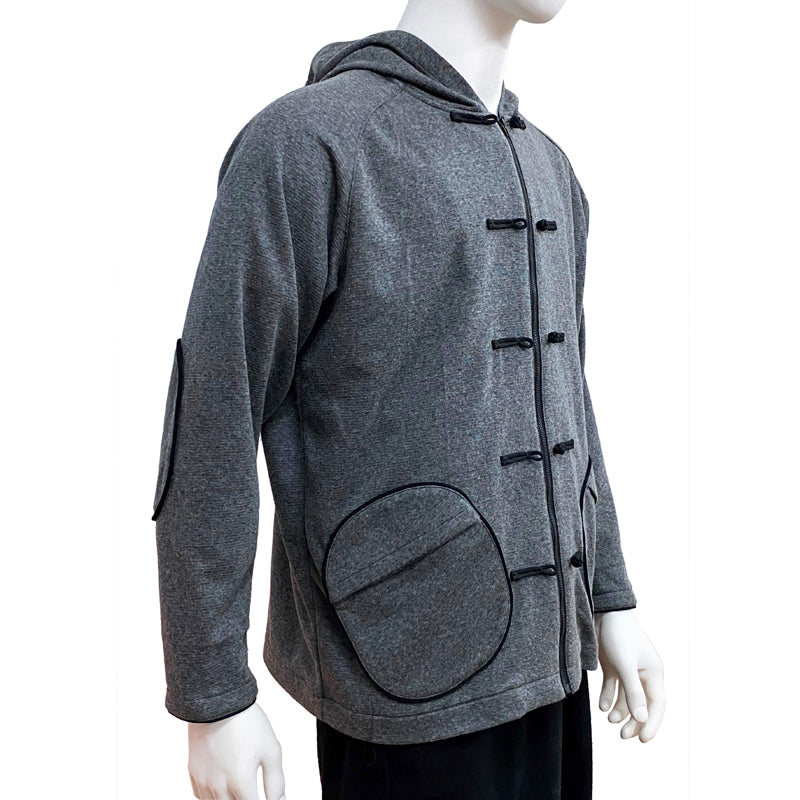 Contrast Knot Button Hoodie With Round Pockets