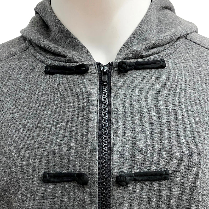 Contrast Knot Button Hoodie With Round Pockets