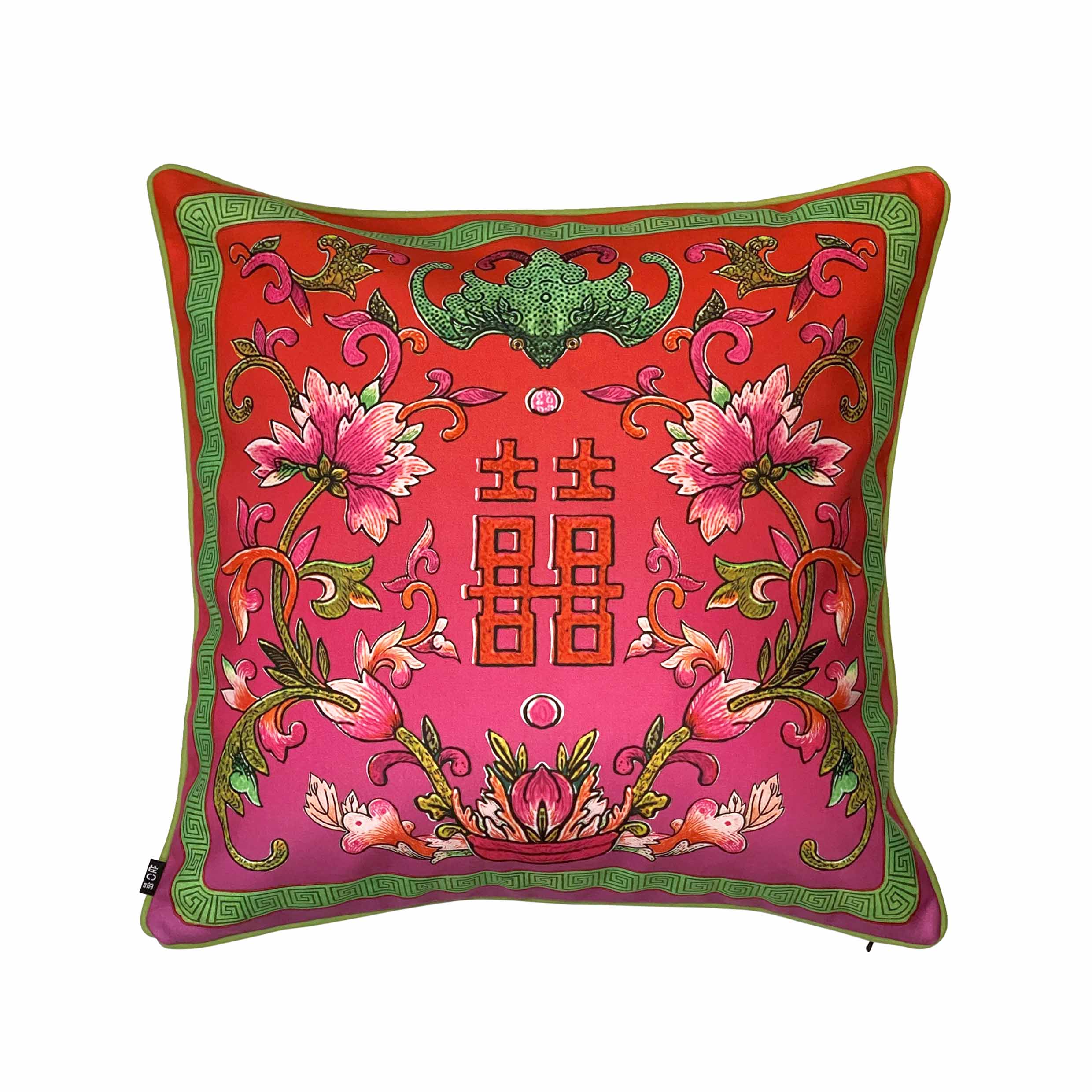 Lucky Jasmine Double-Sided Cushion Cover, 45 x 45 cm, Ombre Red