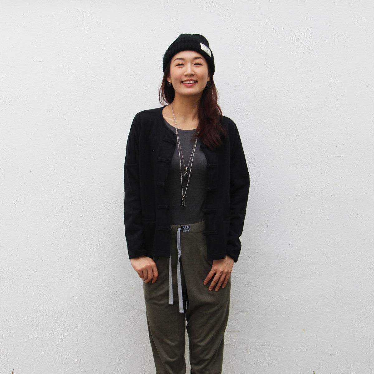 Chinese buttons cardigan (black)