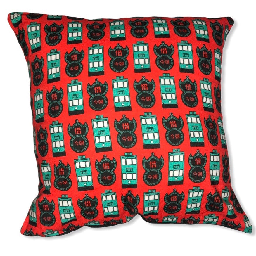 North Point Trams Cushion Cover by Liz Fry Design