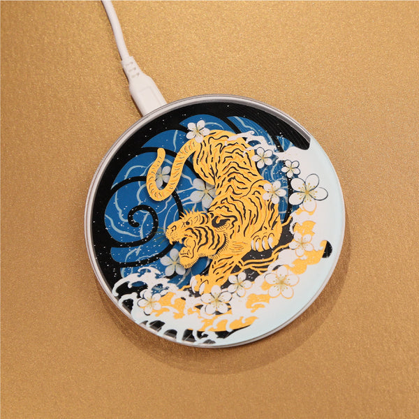 Tiger and Sakura Wireless Charger By FingerART