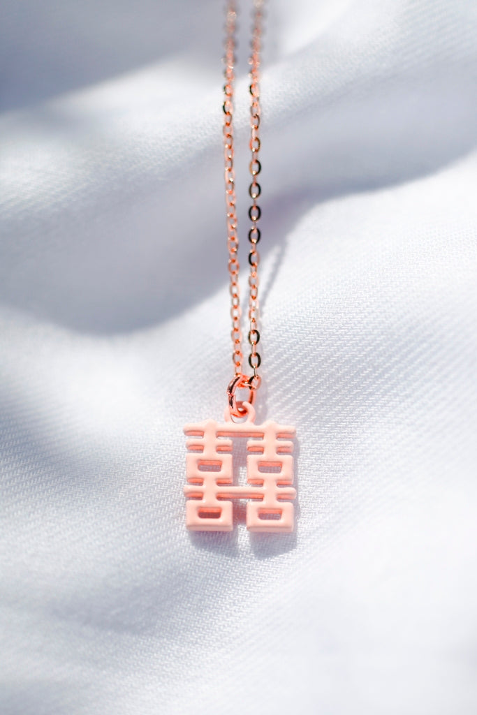 Mini Double Happiness Necklace, Gold by créature de keis