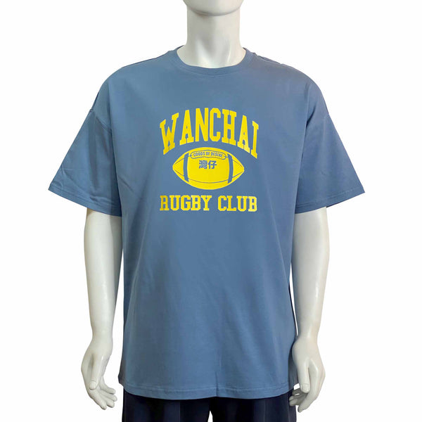 Wanchai Rugby Club Oversized T-Shirt, Stone Blue