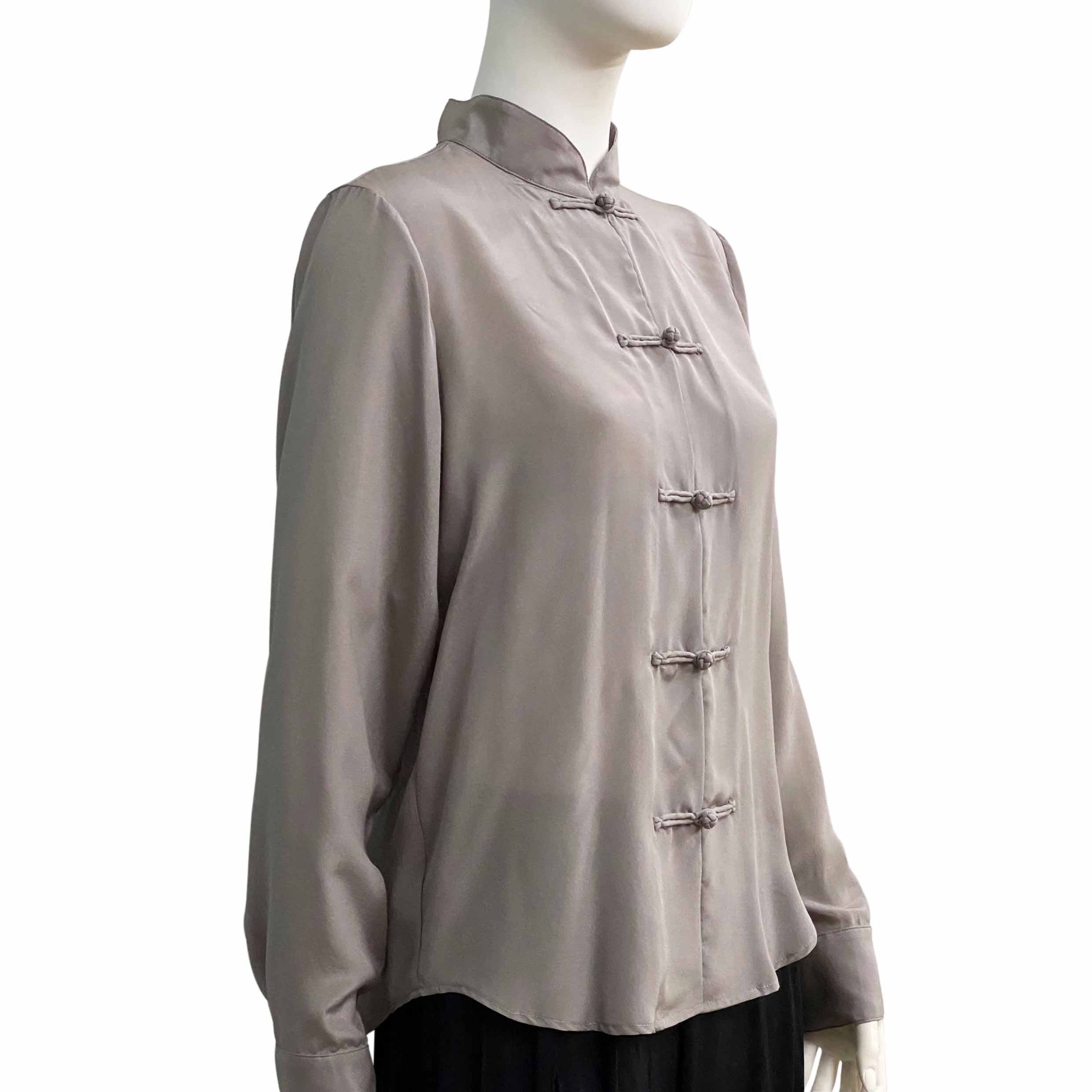 Silk Knot Button Dress Shirt, Taupe