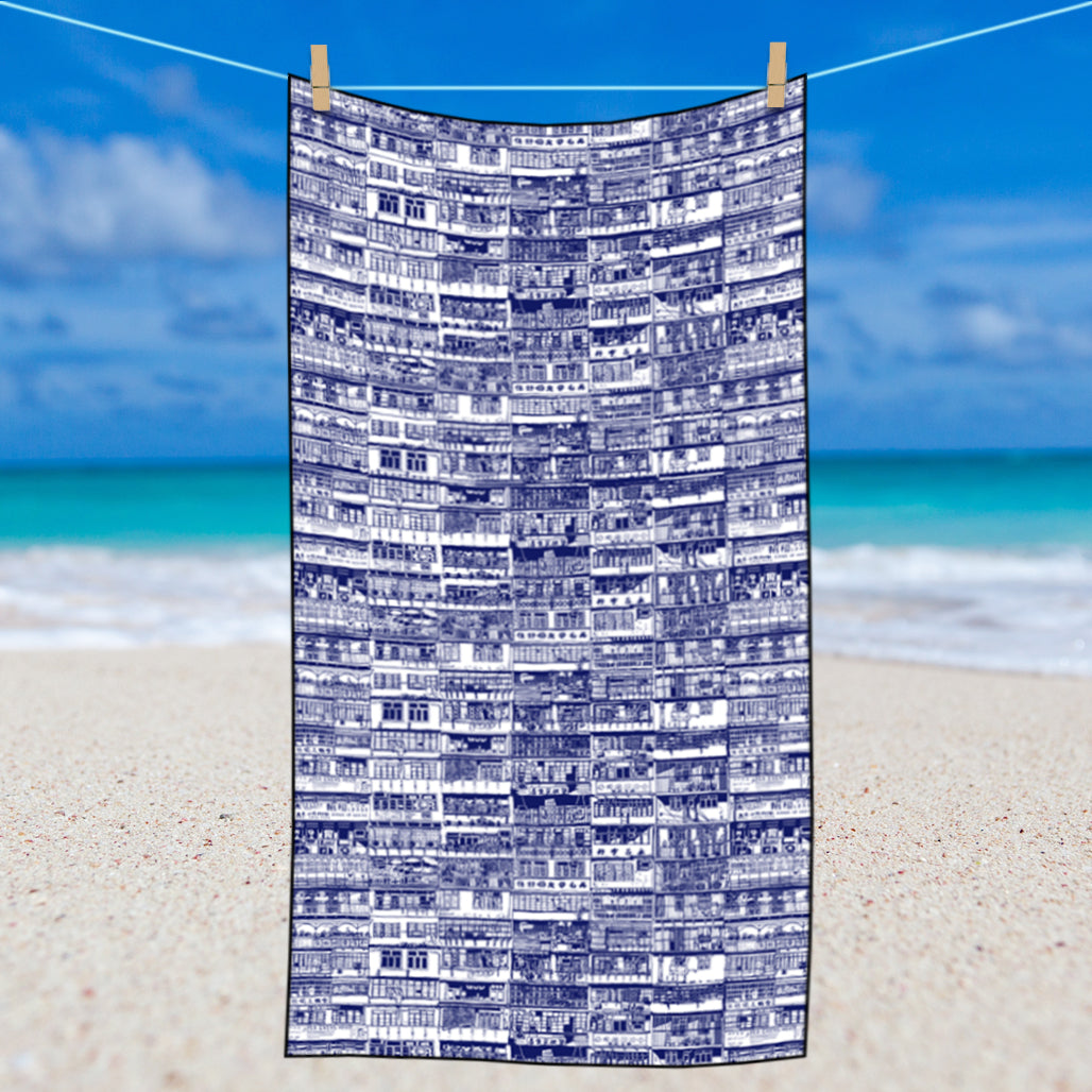 Yaumati Sketch Sand Free Beach Towel, Blue