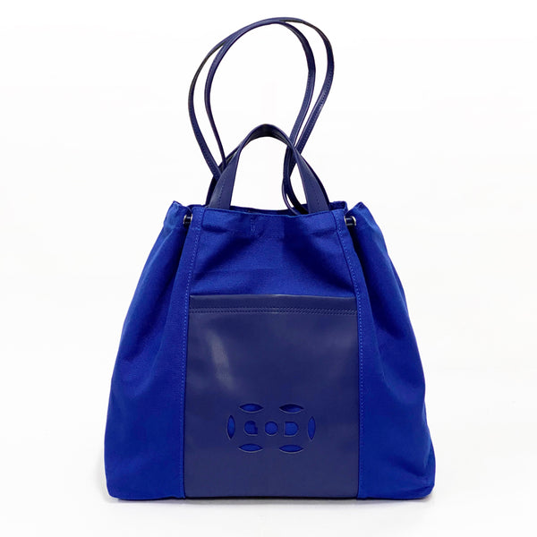 Double Coin Canvas Tote, Blue