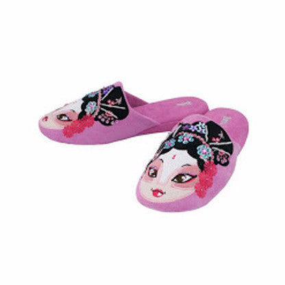 Chinese Opera Woman Slippers By Betta, Pink Hongniang