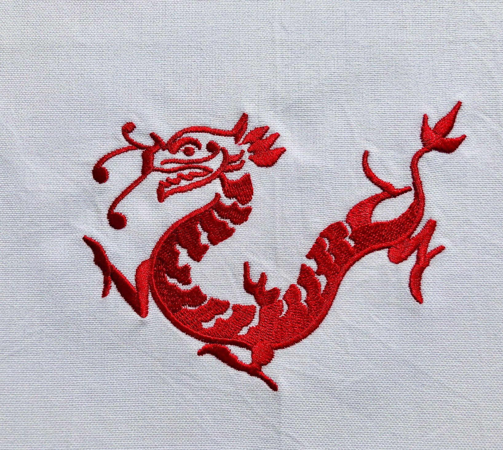 Embroidered Dragon Tea Towel by Zest of Asia, Red
