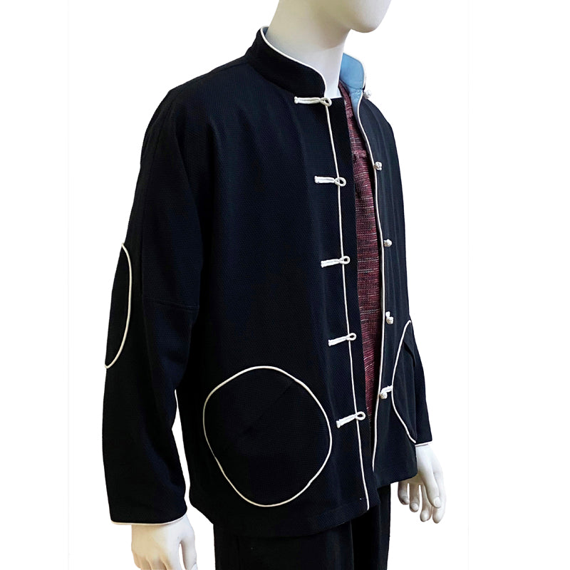 Contrast Knot Button Jacket With Round Pockets