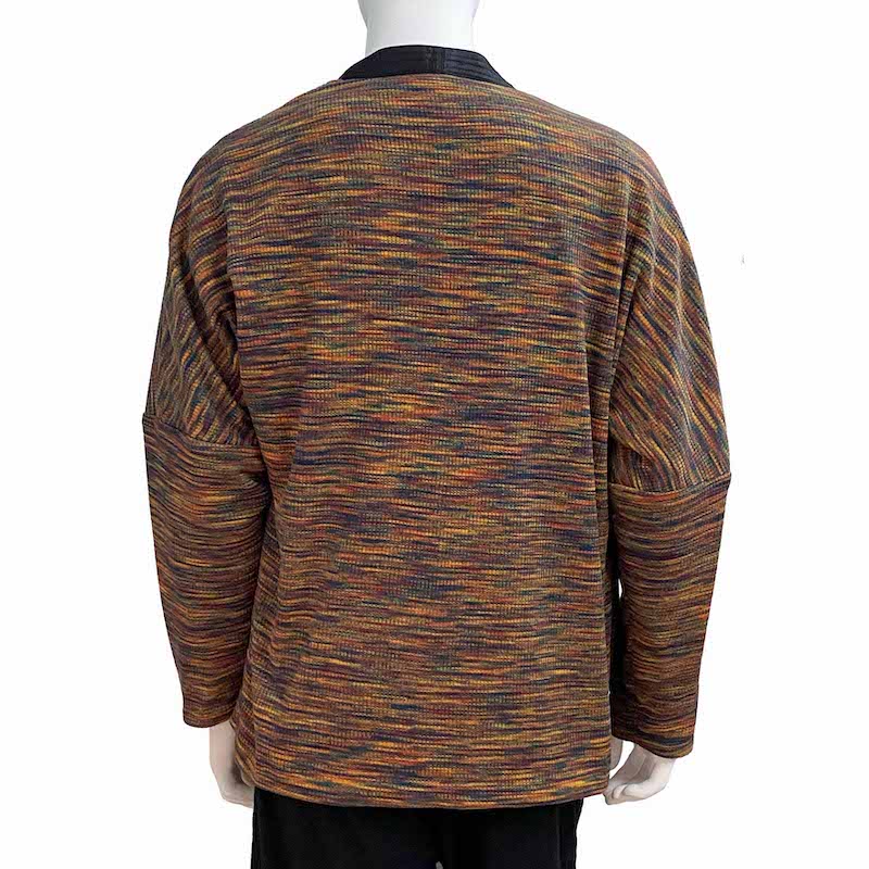 Reversible Kimono Jacket, Textured Grey/Rainbow Stripe