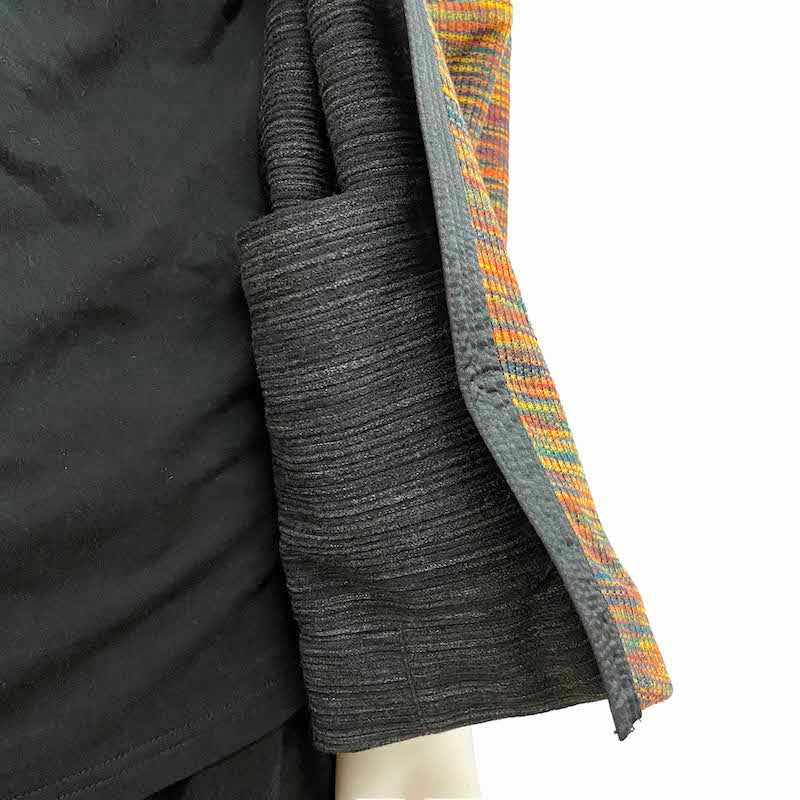 Reversible Kimono Jacket, Textured Grey/Rainbow Stripe