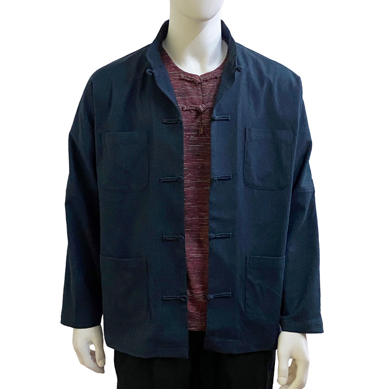 Knot Button Jacket, Navy Speckled