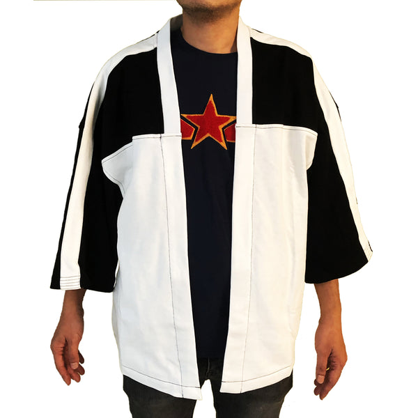 Jersey Kimono Jacket, White/Black