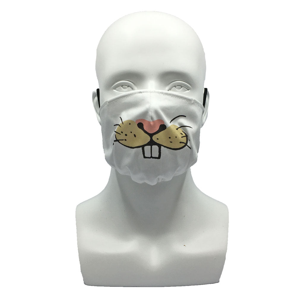 One Layer Fabric Ruffle Mask with Adjustable String, RABBIT