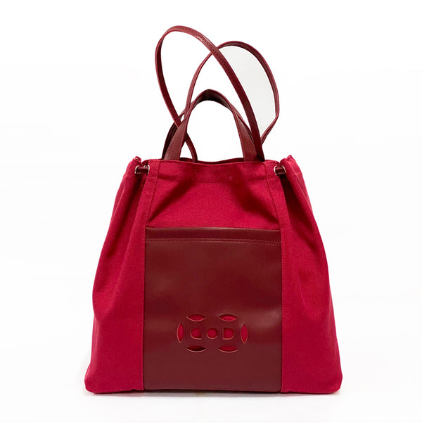 Double Coin Canvas Tote, Red