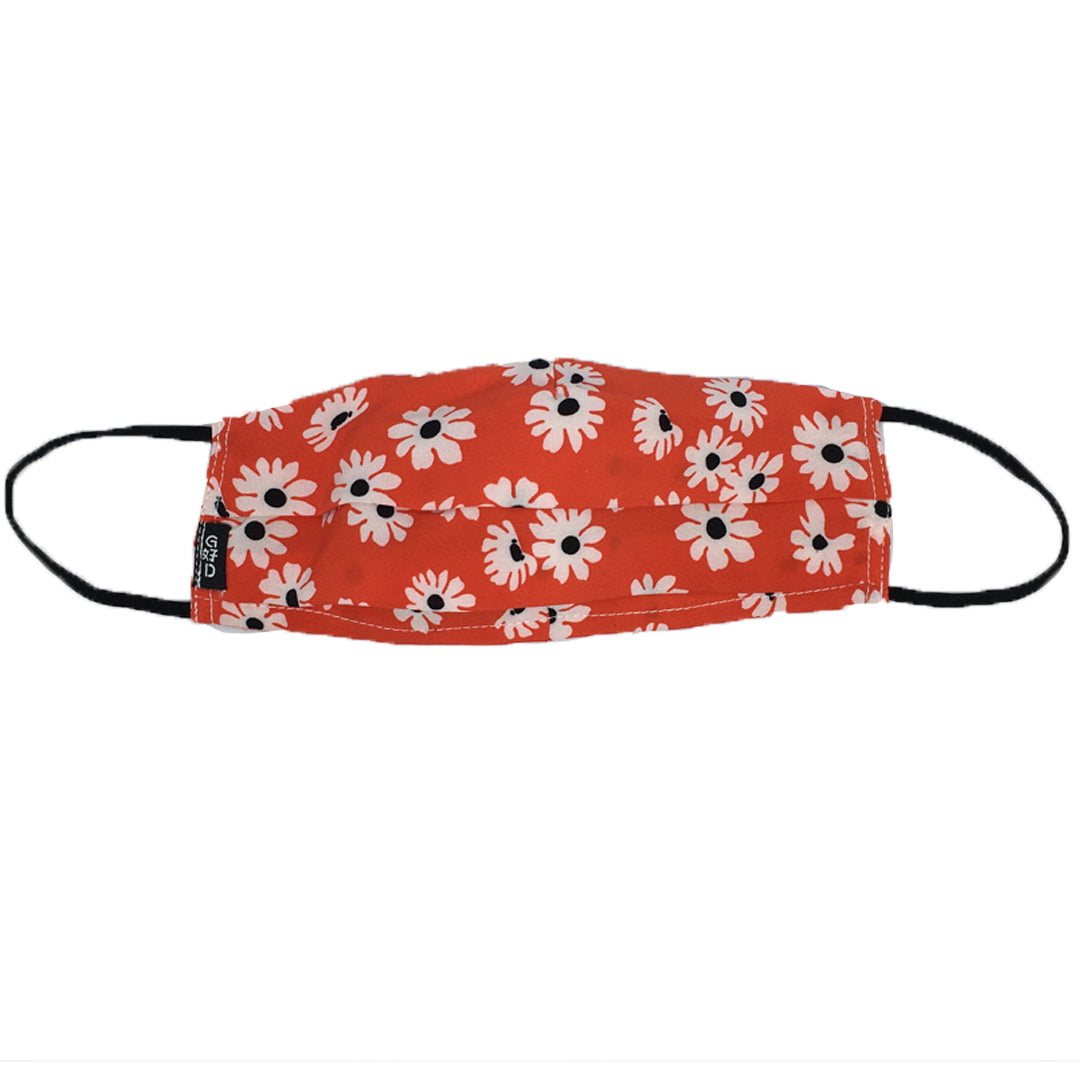 Flowers Red Pleated Mask