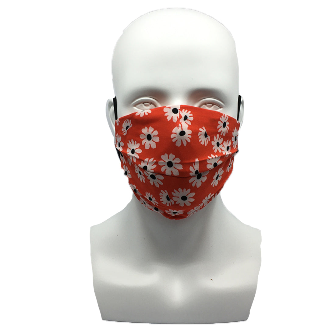Flowers Red Pleated Mask