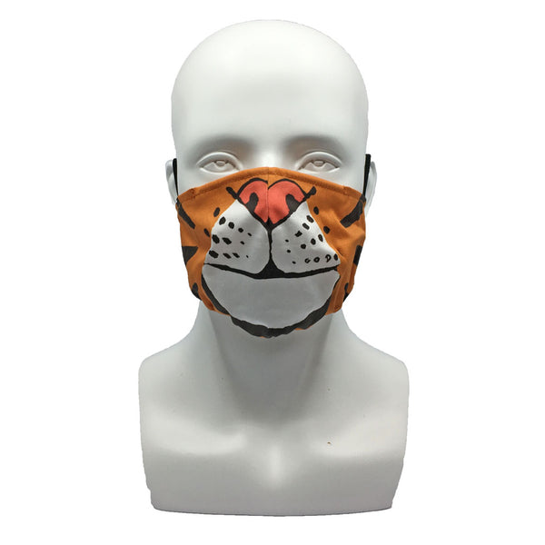 One Layer Fabric Ruffle Mask with Adjustable String, TIGER