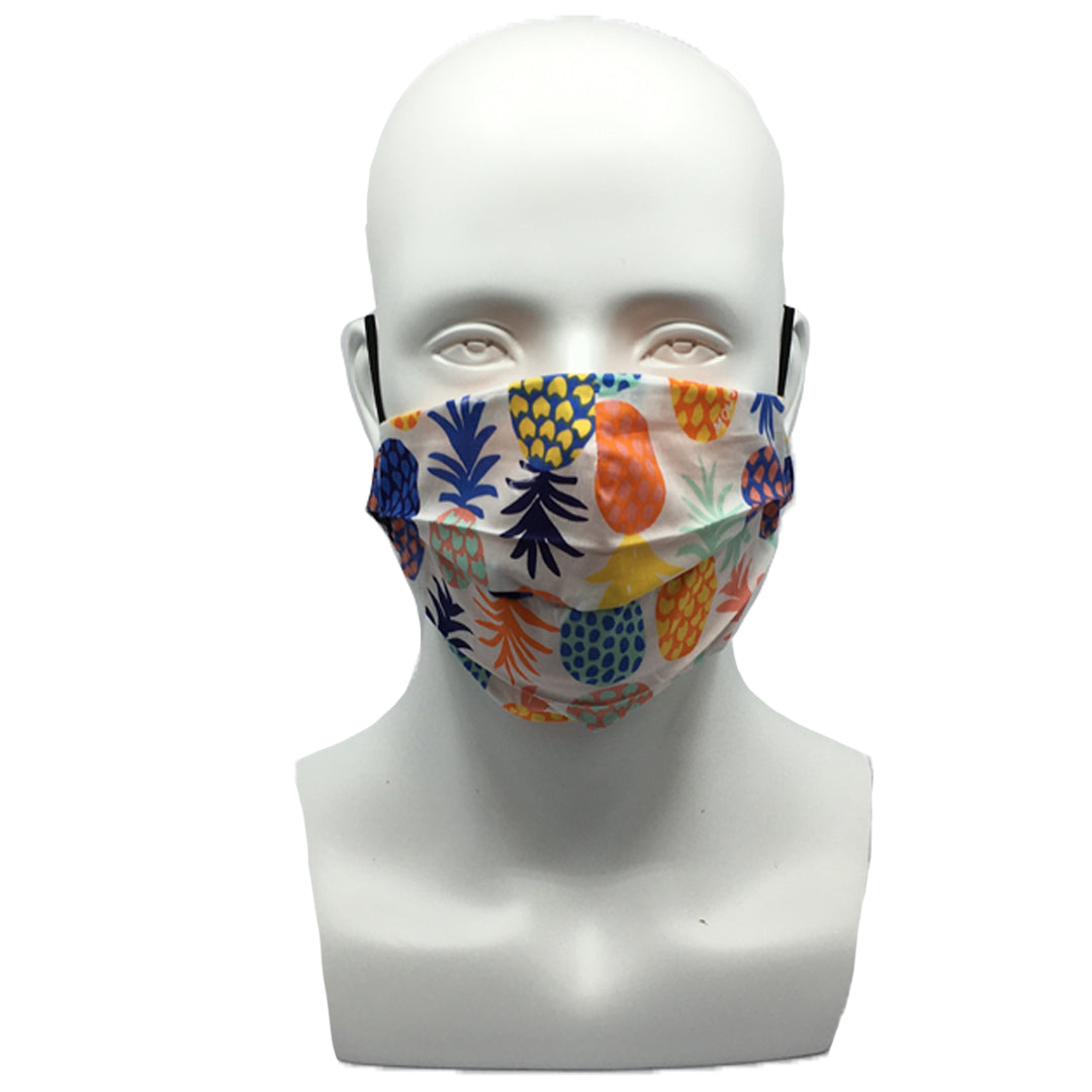 Pineapple White Pleated Mask