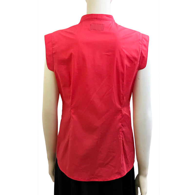 Almost Sleeveless Cotton Blouse, Cerise